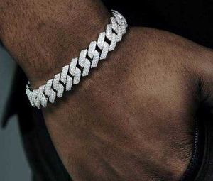 13mm 7inches High Quality 2 Row Cuban Chain with d Vvs Moissanite Diamond Silver Hiphop Link for Men's Bracelet