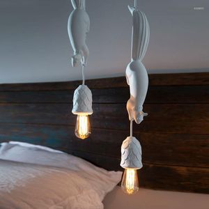 Pendant Lamps Resin Squirrel Led Lights Modern Nordic Industrial Animal Kitchen Hanging Lamp Children's Room Bar Loft Decor Fixtures