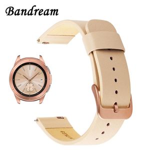 Genuine Leather Watchband 20mm For Samsung Galaxy Watch 42mm R810 Quick Release Band Replacement Strap Wrist Bracelet Rose Gold Y1221K