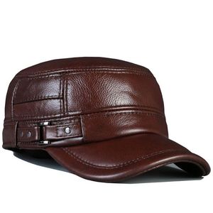 Ball Caps Men's genuine leather baseball cap hat brand spring real cow leather beret caps hats 230303