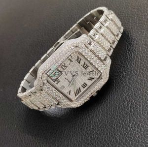 202388rf Iced Out Santtos Watch | y Автомат, Swiiss Made | Повышенный слой def vvs moissanite stainls stainls Steel, роскошные часы