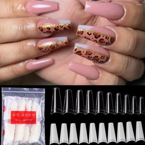 Unghie finte NAIL French 500pc / bag TIP 10size Salon Shape Ballerina Coffin Fake Full Cover Punte trasparenti / naturali