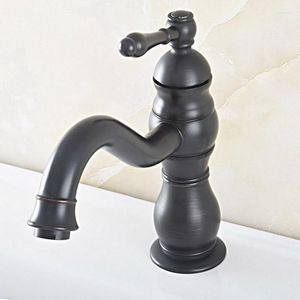 Kitchen Faucets Black Oil Rubbed Brass Bathroom Basin Sink Faucet Mixer Tap Swivel Spout Single Lever One Hole Deck Mounted Msf817