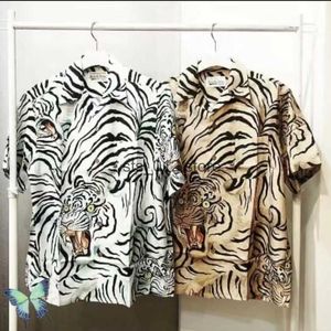 القمصان غير الرسمية للرجال Wacko Maria Full Tiger Pirnt White Hawaiian Men Women Shirt Shirt T230303