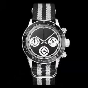 ヴィンテージDウォッチパーペチュアルポールニューマンVK63ムーブメントクォーツストップウォッチ男性時計ステンレス鋼の男性ウォッチ37mm腕時計181266b