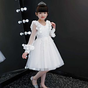 Flickans klänningar Flower Girls Wedding Dress Elegant Birthday Princess Dress Kids Dresses Children Evening Party Dress 5 6 7 8 9 10 11 12 Years