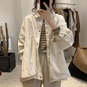 Jackets femininos Zouxo Jacket Woman estilo coreano Pocket Pocket Carga 2023 Spring Autumn Loose Manga Longa Casaco