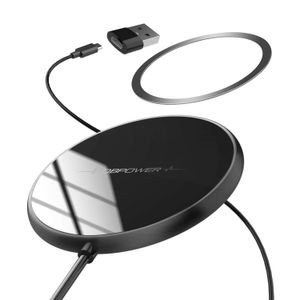 DBPower Magnetic Wireless Charger, Qi 15W Max Almohadilla de carga rápida con anillo magnético para iPhone 14/14 Pro/14 mini/13/13 Pro/13 mini/12/SE 2020/11/x/8, sin adaptador de CA