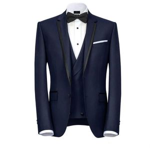 Blue Designer Mens Suits One Button Groomsmen Wedding Tuxedos Notoched Lapel Groom Suib z kamizelką kurtki i spodnie
