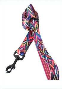 Dog Collars Leashes Rainbow Printed Dog Leash Rope Adjustable Collar Car Safety Seat Belt For Small Medium Puppy Walking Leads Pet4959870