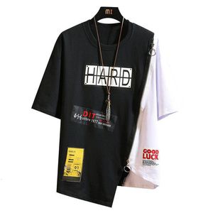 Mężczyźni S T Summer Koreański Koreański Hip Hop Tshirt Tshirt Tops Casual Oversited Zipper T Shirt Clothing Cool Lose Punk Japan T Shirty Mężczyzna 230302