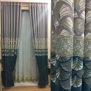 Cortina de cortina no estilo europeu chenille bordando sombreamento de luxo cortinas espessantes para a sala de jantar viva janelas de quarto moderno