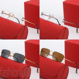 Unisex lyxiga solglasögon designer män glasögon c sommar rektangel retro glasöglasser distinkta guldpläterade kantlösa solglasögon damer high end pj039 b23