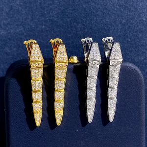BUIGARI Yılan kuyruğu tasarımcı dangle küpe kadın için elmas moda Altın kaplama 18K klasik stil T0P kaliteli marka tasarımcısı kutu 005 ile zarif hediye