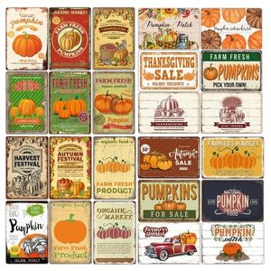 Pumpkin Farmer Tin Sign Market Thanks Giving Decor Poster Pumpkin Metal Art Painting Decoration Kitchen Farm Home Wall Plaques personalized Tin Signs Size 30X20 w01
