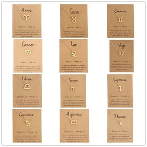 Uomo Donna Segni zodiacali creativi Ciondolo in lega Collana Gioielli Catena d'oro Portachiavi natalizi Regali con carta d'oro