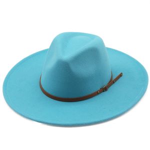 Cappelli Fedora a tesa larga 9,5 cm con cintura marrone autunno inverno donna cappello a cilindro da uomo jazz Retro cappello da cowboy in feltro Panama cappello da sole