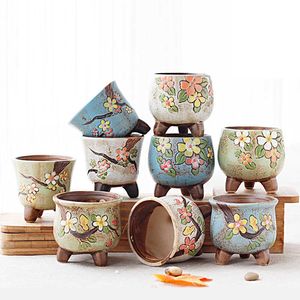 Doniczki garnki zabytkowe ceramiczne garnki czyste ręcznie malowane kwiatowe garnek wróżka dekoracja ogrodu bonsai sadza domowy dekoracje biura domowego mini soczyste garnki J230302