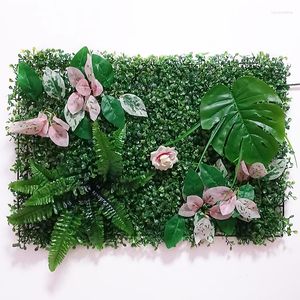 Flores decorativas Painéis de parede de plantas artificiais DIY Green Lawn Wedding Home Decor El lojas de fundo teto de plantas falsas decoração de varanda