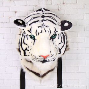 Plush Backpacks 3D Tiger Head Backpack Cartoon Animal Lion Panda Plush Backpack Fashion Massion Trend Hunk Christmas 230303