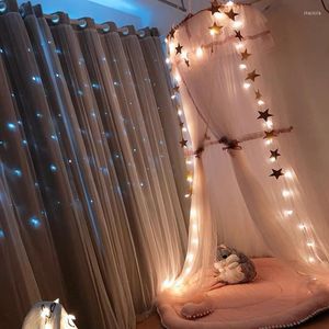 Curtain Princess Style Double-Layer Blackout Cut-Out Star Suitable For Bedroom Children Girls Pink Purple Transparent