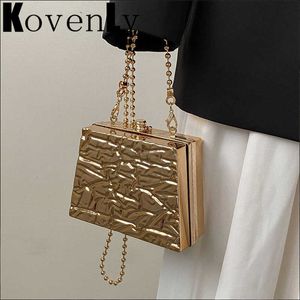 Bag damskiej mody Gold Box Bag torebka dla kobiet mody imprezowy wieczór ramię w torbie Messenger Metal Clutch Torebka 230303