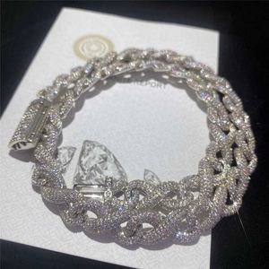 Fina smycken Hip Hop Iced Out Jewelry VVS1 Moissanite Diamond Cuban Necklace Custom 12mm Moissanite Cuban Link Chain