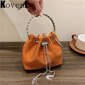 Women Clutch Bag Fashion Drawstring Women Bag Round Handle Hand Bags For Women 2023 New Style Chain Shoulder Bags Shiny Luxury 230303