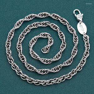 Correntes Real S925 Sterling Silver Colar Woman Man Man Lucky Singapore Chain Link 50-65cmchains
