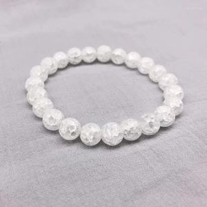 Strand Natural Stone Bead Matte White Popcorn Crystal Bracelet&Bangle For Men Women 6/8/10/12MM Braided/Elastic Rope Lucky Jewelry Gift