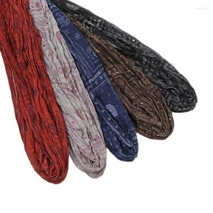 Scarves Fashion Crinkle Pleated Printed Hijab Scarf Women Muslim Shawls Headscarf Cotton Viscose Head Wrap Bandana Foluard TurbansScarves Ki