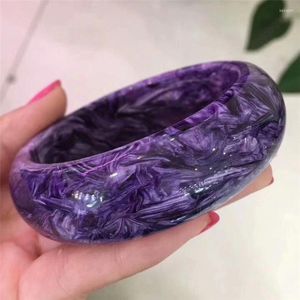 Bangle Natural Purple Charoite Gems Stone Lady Lady Innder Diamater 55 мм падение сертификата для женщины