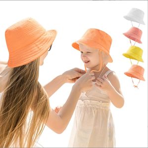 Eltern Kind Eimer Hüte Atmungsaktive Basin Hut Kinder Erwachsene Solide Strand Kappe Baby Sommer Fischer Kappe Reise Sonnenschutz Caps Casual Outdoor Party Sonnenblende BC417