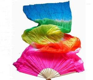 Party Favor Handwork Colorful Belly Dance Women Costume Bamboo Long Silk Fans Veil Fan Public Dancing Performing Props SN