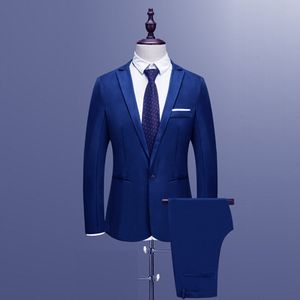 Herrdräkter blazers design mäns kostymer smala knapp kostym ren färg klänning värd show jacka pant formell blazer kostym plus size homme 230303