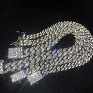 Hip Hop Jewelry 6mm 8mm 10mm Iced Out Moissanite Cuban Bracelet 925 Sterling Silver Bling Diamond Mens Cuban Link Chain