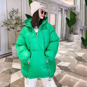 Trench da donna autunno 2023 Bright Spring Down Cotton Womens Hooded Coat Zip Large Size Loose Winter Warm Parka Giacca da donna