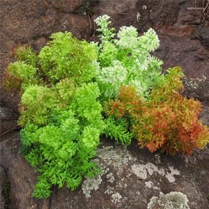 Dekorativa blommor konstgjorda mossa gräs bonsai växter hem dekor plastgröna blad