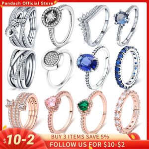 925 Silber Damen-Ring für Pandora, Original-Herzkrone, modische Ringe, brillant polierte Linie, Ringherstellung, Schmuck