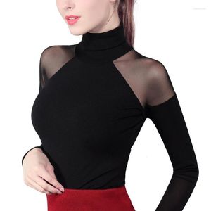 Women's T Shirts 2023 Autumn High-neck Mesh Tops Gauze Bottoming Shirt Female Slim Large Size Women Long-sleeved Clothing W747