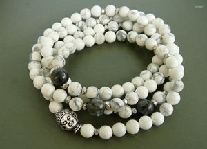 Strand 108 Mala Necklace Howlite Bracelet Yoga Jewelry Buddha Wrap Meditation Buddhist Energy Bracelets Laps