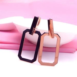 Dangle Earrings 585 Purple Gold Plated 14K Rose Glossy Geometric Square For Women Dinner Party Wedding Fashion Jewelry Accessories