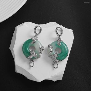 Ciondola gli orecchini Lifefontier verde pietra lunga catena nappa goccia per le donne 2023 Cina drago acrilico ciondolo orecchino gioielli regali