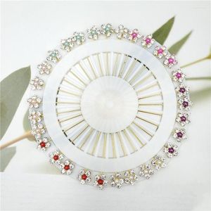 Broscher en rulle kristall diamante hjul brosch långa stift syar snag för bröllop hatt hijab halsduk 12 stilar