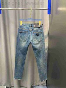 Mäns jeans designer vår och sommar stiliga mens casual jeans högkvalitet Bekväm andlig bomullsblandning Material lyx varumärkesdesigner Blue 7aey