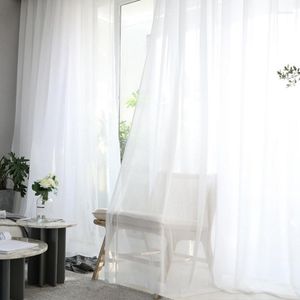 Curtain White Sheer Curtains Grommet Semi Transparent Light Filtering Window Drapes Solid Color Elegant For Bedroom Living Room 1 Panel