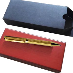GIFTPEN Luxury pens Metal Golden rosegolden silver black checkered red wood box Ballpoint Pen Classical luxury good quality2444