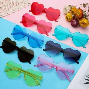 Sunglasses Fashion Love Heart Women Trendy Transparent Candy Color Lens Sun Glasses Shades Heart-Shape Party Favor Eyewear