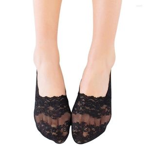 Calzini da donna 5 paia di pizzo di cotone antiscivolo fodera invisibile elastico comodo femminile estate primavera caviglia barca taglio corto Meias