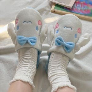 Slippers desenho animado anime japonês macio de pelúcia de pelúcia plana plana não deslizamento fit girl spring inverno fofo fofo lolita